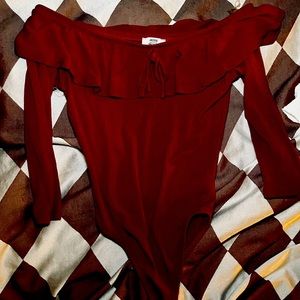 Maroon off shoulder bodysuit